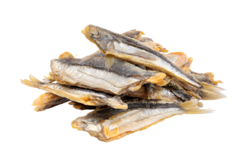 pile of dried anchovies, a delicacy isolated on white background