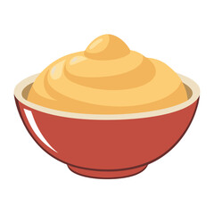 Color vector illustration of a bowl of mashed potatoes with gravy