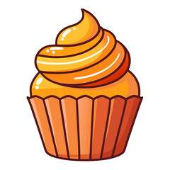 Minimalist color vector pumpkin spice cupcake illustration