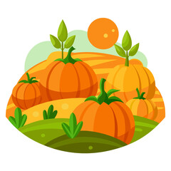 Minimal clean color vector pumpkin patch design