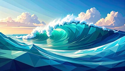 Colorful geometric ocean wave