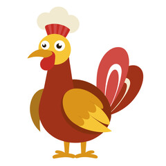 Minimalist color vector turkey wearing a chef hat