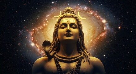 God Shiva with divine Cosmic aura , made by Ai © Indraa
