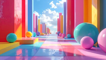 Colorful, geometric pathway