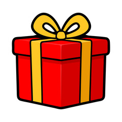 Gift box bow emoji present illustration vector birthday ribbon symbol sign icon, vector 10 eps.