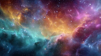 Naklejka premium Galactic Odyssey: Planets, Nebula Clouds, and Starlight