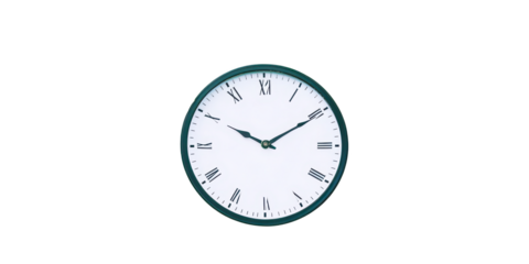 Classic Wall Clock with Roman Numerals time watch isolated on a transparent background