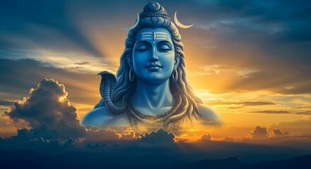 Lord Shiva Appear Sky Made