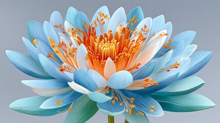 Obraz premium Serene Pastel Lotus Flower with Soft Blue and Orange Petals for Tranquility