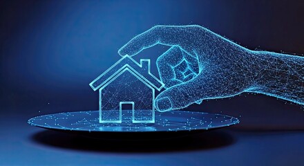 Abstract Agents Arm Holding a Home Icon for Real Estate Investment Concept