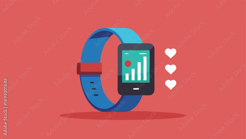 Poster fitness tracker a vector of a wristband fitness tracker displayed on a wrist showing biomarkerrelate