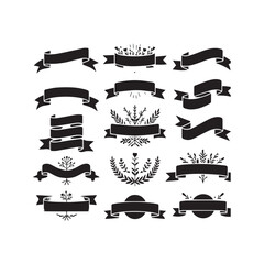 Retro Empty Ribbon Design Pack – Vintage Scrolls and Banners Illustration