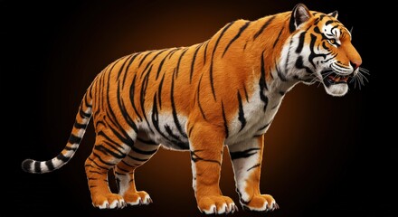 Obraz premium Majestic Tiger Standing, Detailed Side View