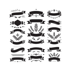 Retro Empty Ribbon Design Pack – Vintage Scrolls and Banners Illustration