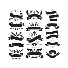 Classic Vintage Ribbon Set – Empty Retro Banner Scroll Designs