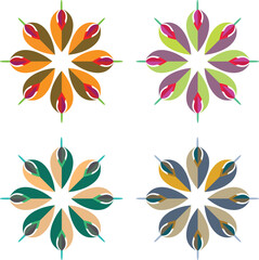 Nature-Inspired Symbol with Rotating Petals in Orange, Green, Brown, and Purple ? Organic Design for Eco-Friendly Branding
