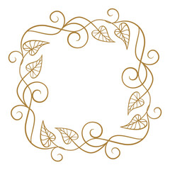 Square floral frame with curls and leaves. Ornamental decorative border for invitations and designs