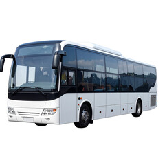 side view of bus on isolated transparent background png 