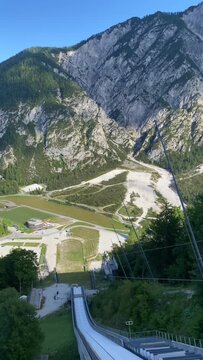 View from Giant Planica Ski Jump, Slovenia. The Planica Nordic Centre. 