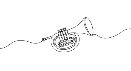 Obraz premium Line art horn with curls on a white background 