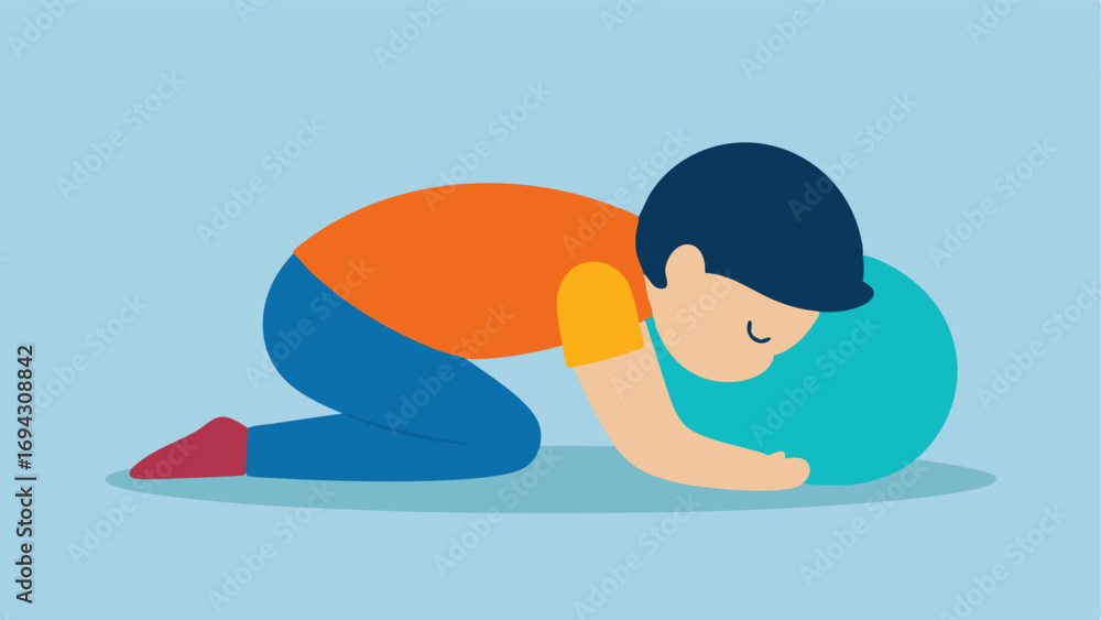 Aufkleber childs pose variation a participant using a cushion for support while in a variation of childs pose 