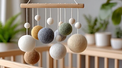 Modern Minimalist Mobile with Earthy Tones for Stylish Nursery Decor