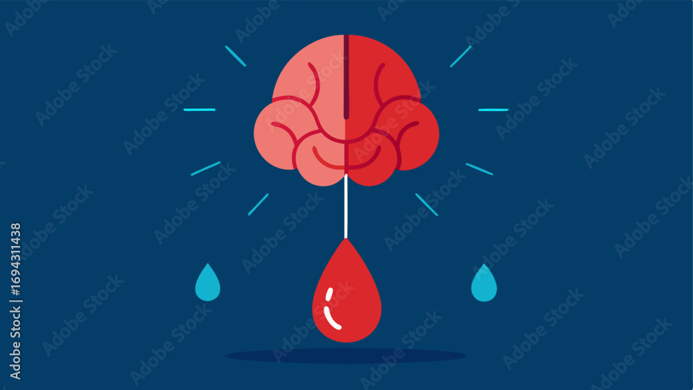 Poster ai brain over blood test an artistic representation of a stylized ai brain hovering above a drop wit