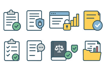 Business, office linear icon set for productivity and organization essentials