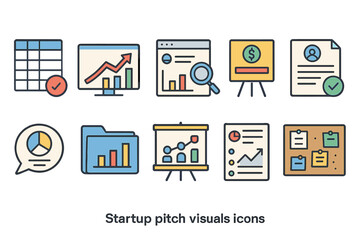 Business analytics flat icon set. charts, graphs, data tools flat collection