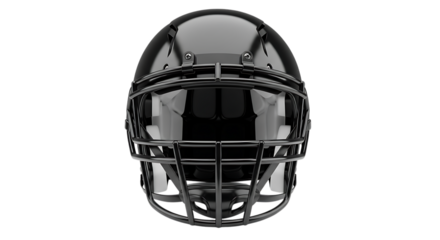 Black football helmet isolated on transparent background