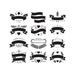 Vintage Blank Ribbons Set &ndash; Classic Retro Banner Vector Collection