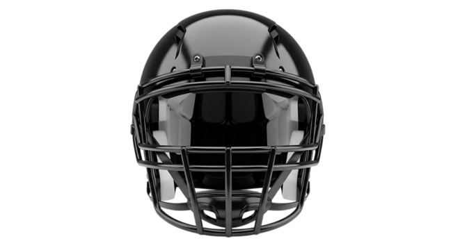 Black football helmet isolated on transparent background