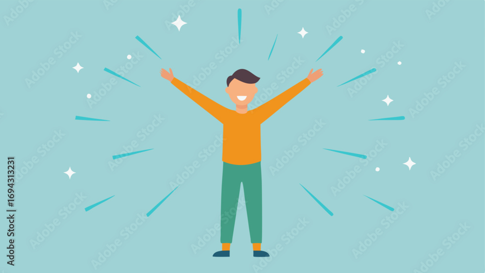 Aufkleber feeling rejuvenated a patient posttreatment showing energetic body language smiling and stretching w