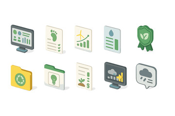 Sustainability and ecology 3d icon set. environmental conservation icons collection