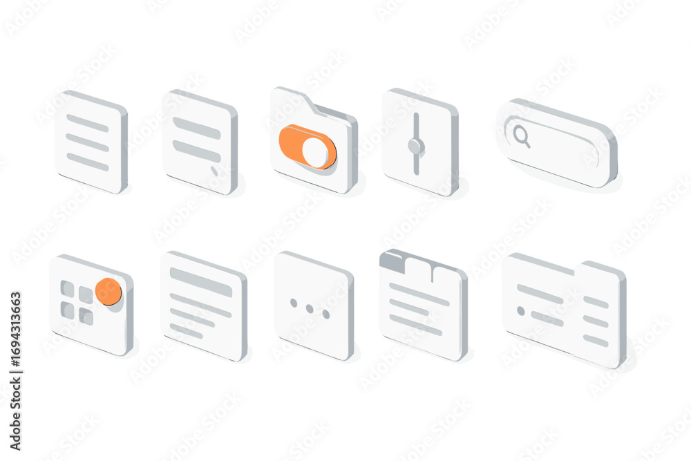 Poster user interface 3d icon set. essential elements for web, app design in 3d style