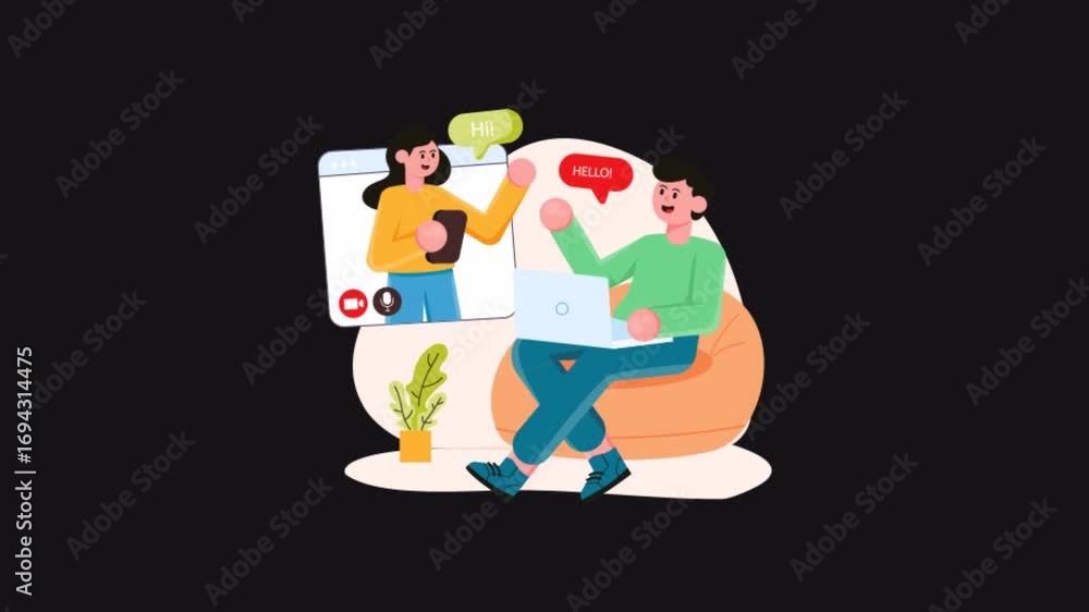 Poster Video Calling  2D Motion Graphics Animation Alpha Channel