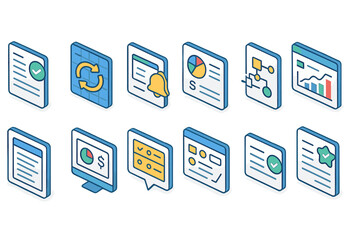 Business, management 3d icon set. analytics, workflow tools, data visualization icons