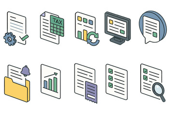 Finance and tax linear icon set. accounting, budgeting, investment icons collection