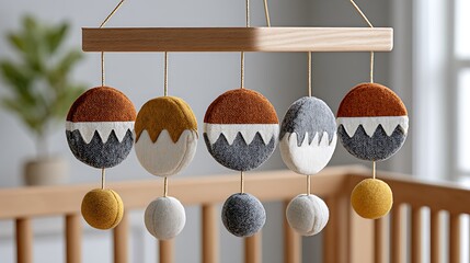 Modern Minimalist Baby Mobile with Earthy Color Scheme for Nursery Decor