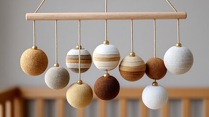 Modern Minimalist Baby Mobile in Earthy Color Scheme for Nursery Decor