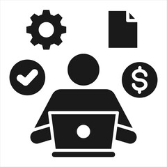 Employee Service Glyph Icon Vector Illustration