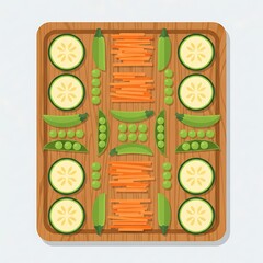 Veggie Tray Pattern with Wooden Board.