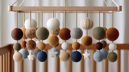 Modern Baby Mobile with Earthy Colors and Unique Hanging Design