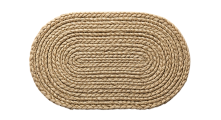 Oval jute rug isolated on transparent background