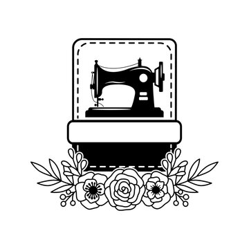 Sewing Machine, Flowers Frame