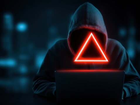 System hacked warning alert, Man using laptop with cyber attack network, virus, spyware, scam or Malicious software. Cyber security and cybercrime. Compromised information internet
