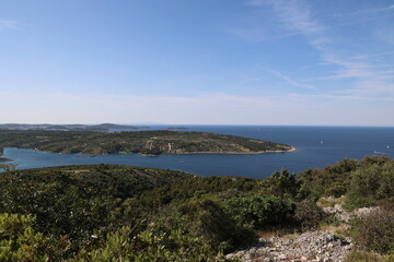 Aerial view of old Primosten town, Croatia