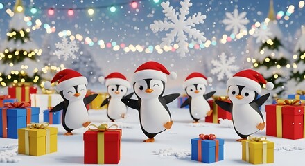 Festive Penguins Christmas Dance.