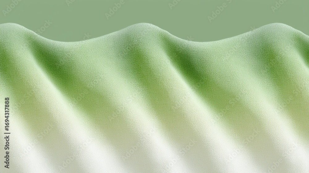 Leinwandbilder soft green textured fabric draping in gentle waves with a smooth gradient effect across the surface