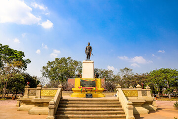 Ayutthaya, Thailand - February 13, 2025: The Royal Monument of King Ramathibodi I, or King U Thong, was the first king of Ayutthaya, a prosperous kingdom that ruled the country for 417 years.